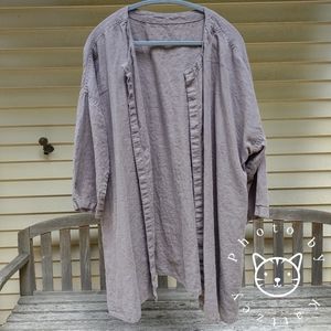 Linenbee Linen Open Jacket Cardigan Chore Coat Robe